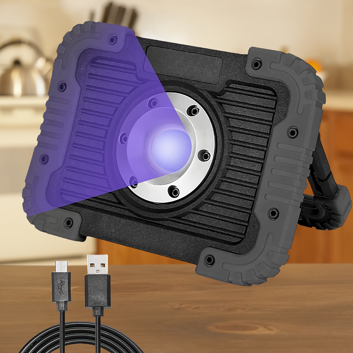 TEMU Rechargeable Uv Led Black Light, Battery Powered Black Light, Cordless 395nm Ultraviolet Floodlight, Neon Light Party, Black Light Fishing Halloween