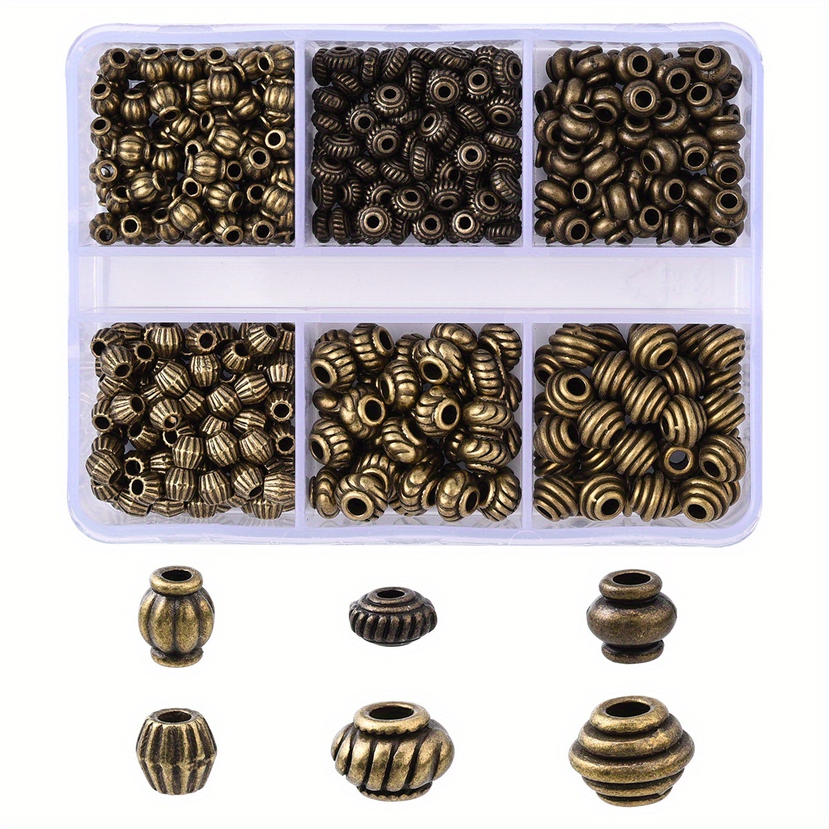 370pcs Vintage Alloy Beads - Spacers Suitable For Diy Beading, 370pcs Small Beads For Necklace & Bracelet Making, Compatible For Stringing, Wire, Crafts