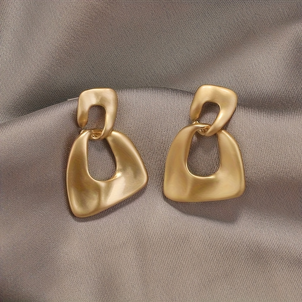 TEMU 1 Par de Elegantes Aretes Geométricos Irregulares Fáciles de Colocar, Aretes de Moda Individuales para Mujer