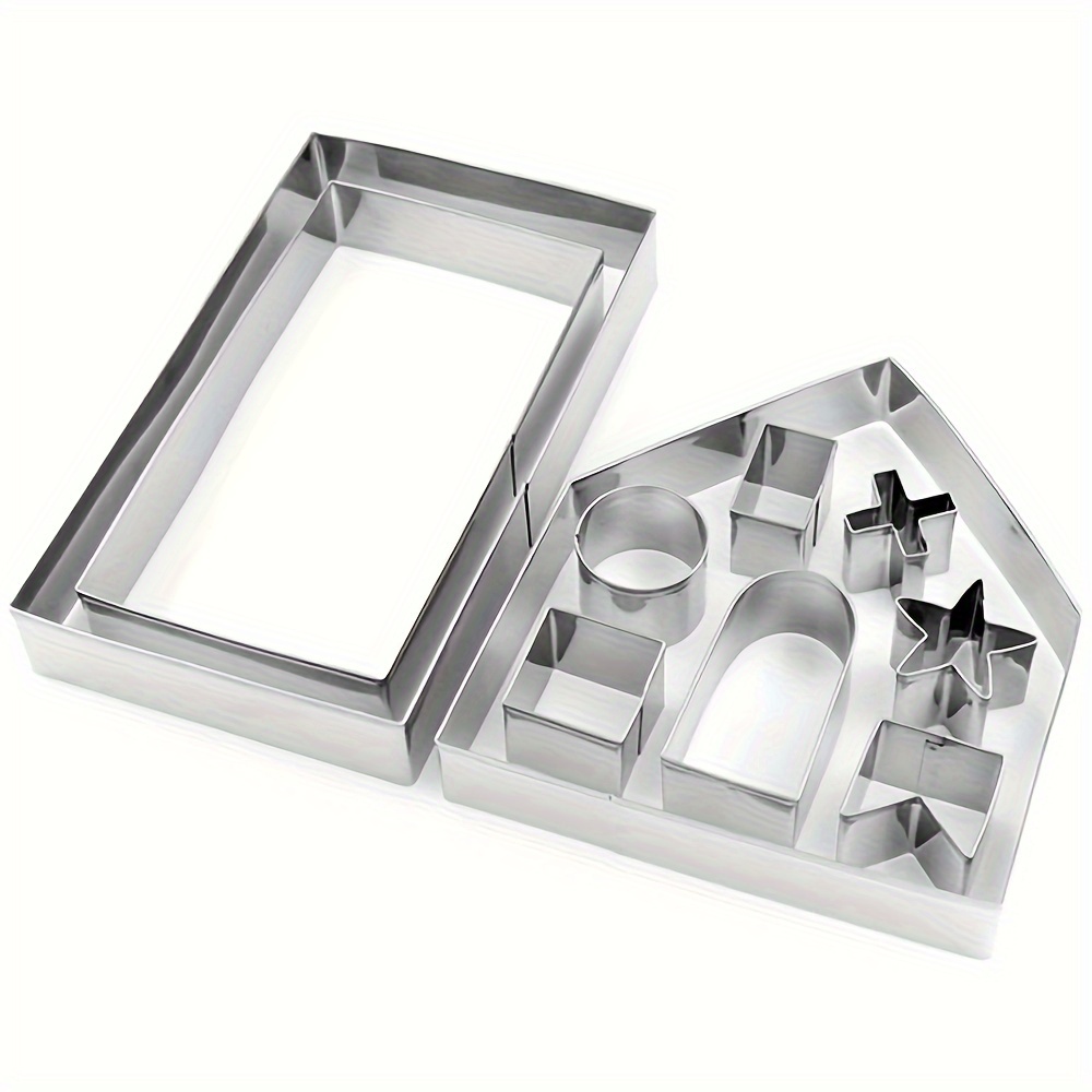 TEMU 10pcs Gingerbread House Cookie Cutter Set Christmas Cutter Cutter Cookie Cutter Stainless Steel Chocolate Baking Kit Diy Tools