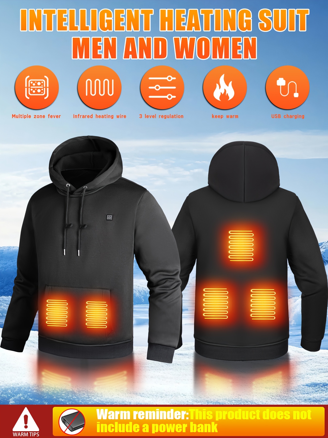 Men'S 5-Zone Heated Hooded Sweatshirt & Suit, Heated Coat, Heated Hoodie, Heated Vest Men, Mens Hoodies, Winter Coats For Men, Winter Gear, Heated Clothes, Heated Sweatshirt, Heating Coat, Winter Camping, Heating Vest, Heated Suit, Heating Clothes