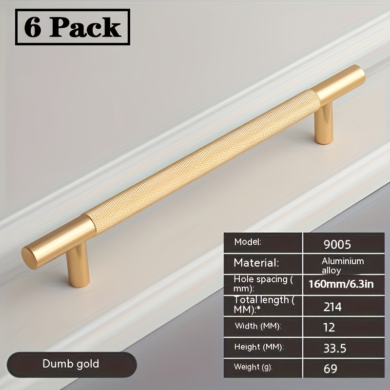 E-shop 6 Stück Luxus Riffelgriffe - Polierte Schubladenknöpfe mit elegantem rutschfestem Riffeldesign, einfache Montage, geeignet für Küchenschränke,