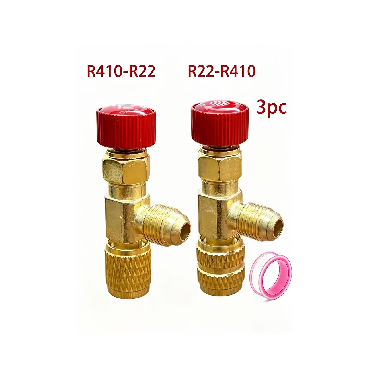 TEMU Jeu de 3 de charge de réfrigérant R22 , inclut une bande - Adaptateurs R22 vers 1/4'' et 5/16'' - Vanne de de réfrigérant - Vanne à sphérique de