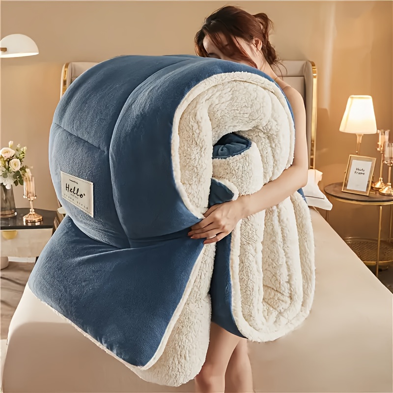 1pc   comforter   quilted   breathable box stitch solid color comforter machine washable bedroom warm autumn and winter comforter details 6