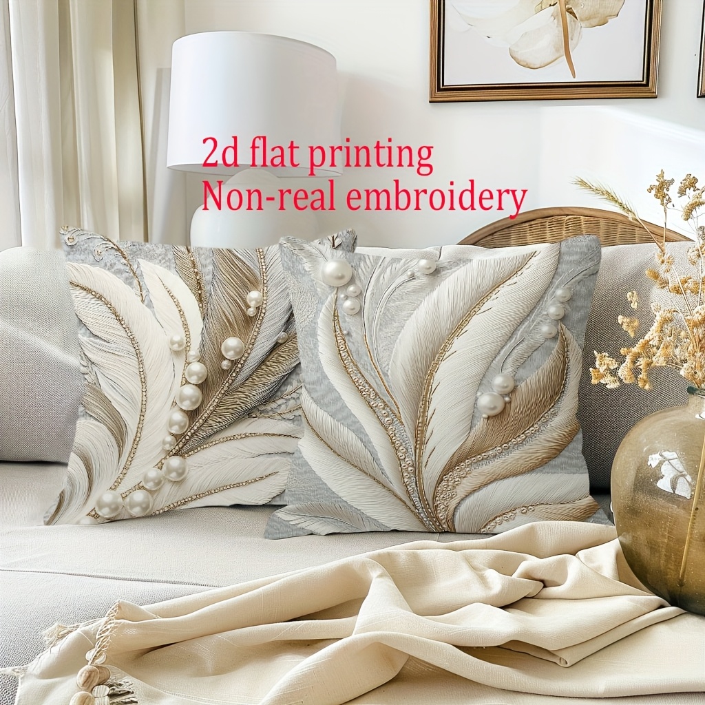 Living Room Non Feather Throw Pillows []2pcs, Short Plush 2D Flat