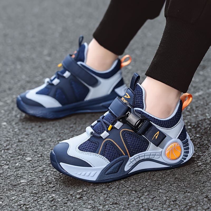 Boys' Fashion Mesh Sneakers with Magnetic Buckle for Easy on And Off, Breathable Non-Slip Multi-Color Outdoor Sports Casual Shoes