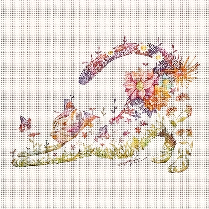 TEMU 1 Set - Calico Cat Pattern Cross Stitch Kit, Art Needlework Supplies, 11ct Cross Stitch Decorative Painting, Creative Handmade Decompression