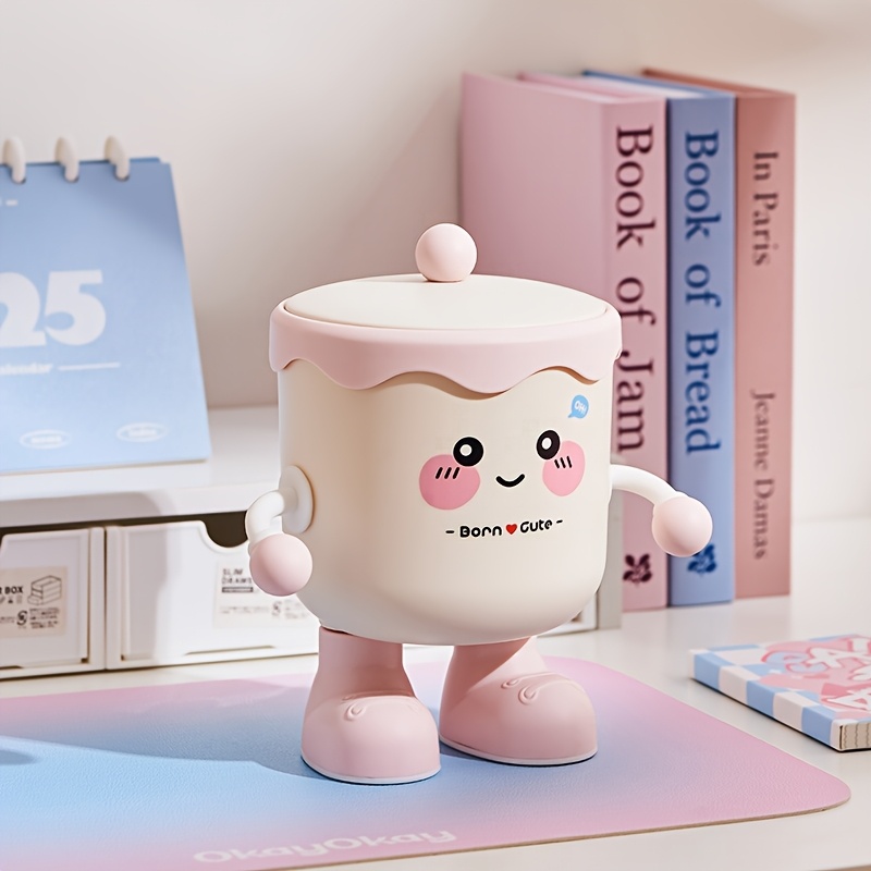Image of 1pc Cartoon Cute Mini Desktop Trash Can Home Office Desk Bedside Table Small Size Creative Storage Box Snack Bucket Anti-slip Anti-toppling