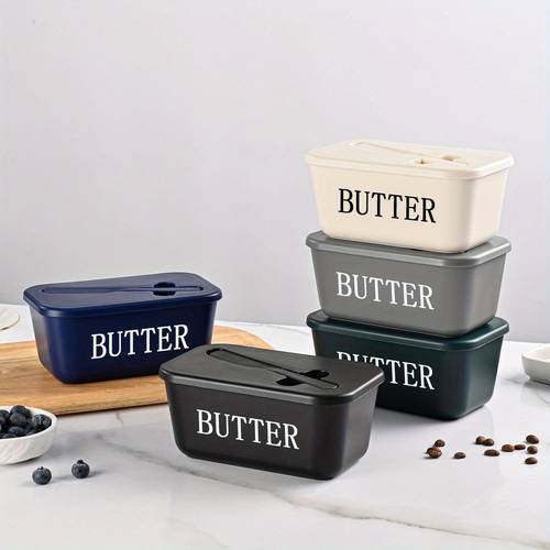 großer butterbehälter mit messer - robuster butterdose aus pp-kunststoff, leicht zu reinigender deckel & griff, für zuhause, restaurant, café, bäckerei, weihnachtsküchendekor - ideal für thanksgiving, weihnachten, halloween, ostern, chanukka, restaurantbedarf