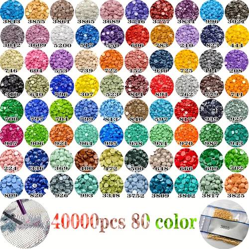 80 colors 40000pcs 5d acrylic round diamond diamond kit its diameter 8mm are 80 colors each color has 500 particles suitable for handmade creative diamond paintings coasters key chains