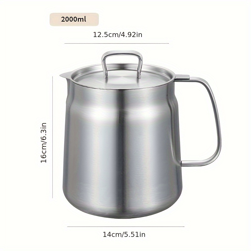 TEMU Puohunsure Stainless Steel Oil Pot With Strainer And Frying Basket - Heavy Duty Grease Container For Kitchen, Food-safe, Ideal For Oil Storage And Filtering, Oil Bottles For Kitchen