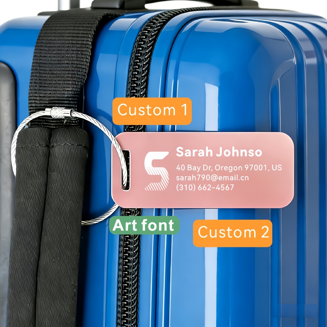 Custom Aluminum Luggage Tag with Uppercase Initials