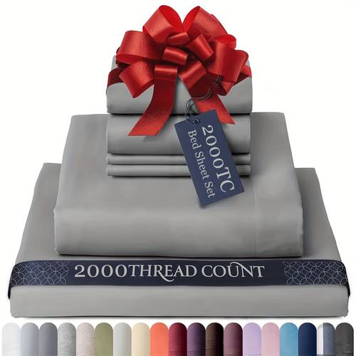 4pcs bed sheet set ultra soft 2000tc cotton heavyweight luxury sheets 100 washed cooling wrinkle fade resistant bleach season king queen king size bedding