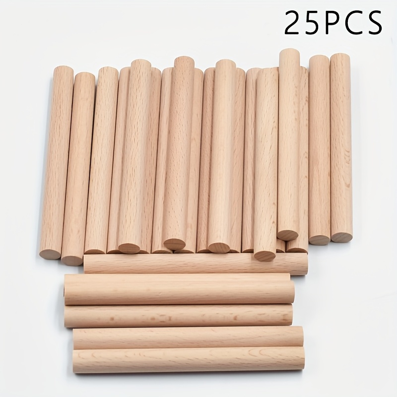 25/15/10pcs Sticks Wooden Craft Sticks Unfinished Wooden Round Sticks Pin Sticks Solid Wooden Sticks For Tapestry Weaving Crafts Home Decor Outdoor Decor (beads)
