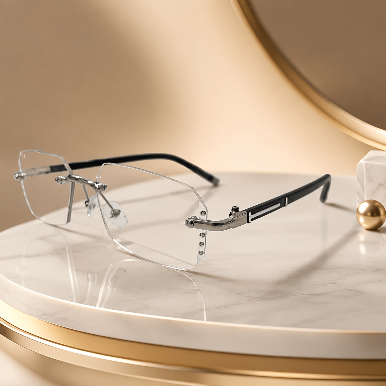 TEMU Frameless 's Glasses - Retro , Random Cloth Gift, Battery-, Fashionable Style, Perfect Gift For Him