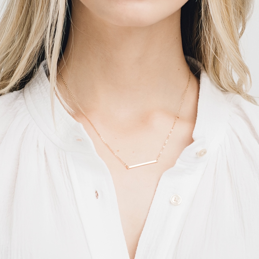 2pcs Bar Necklace Set, Elegant Stainless Steel Gift