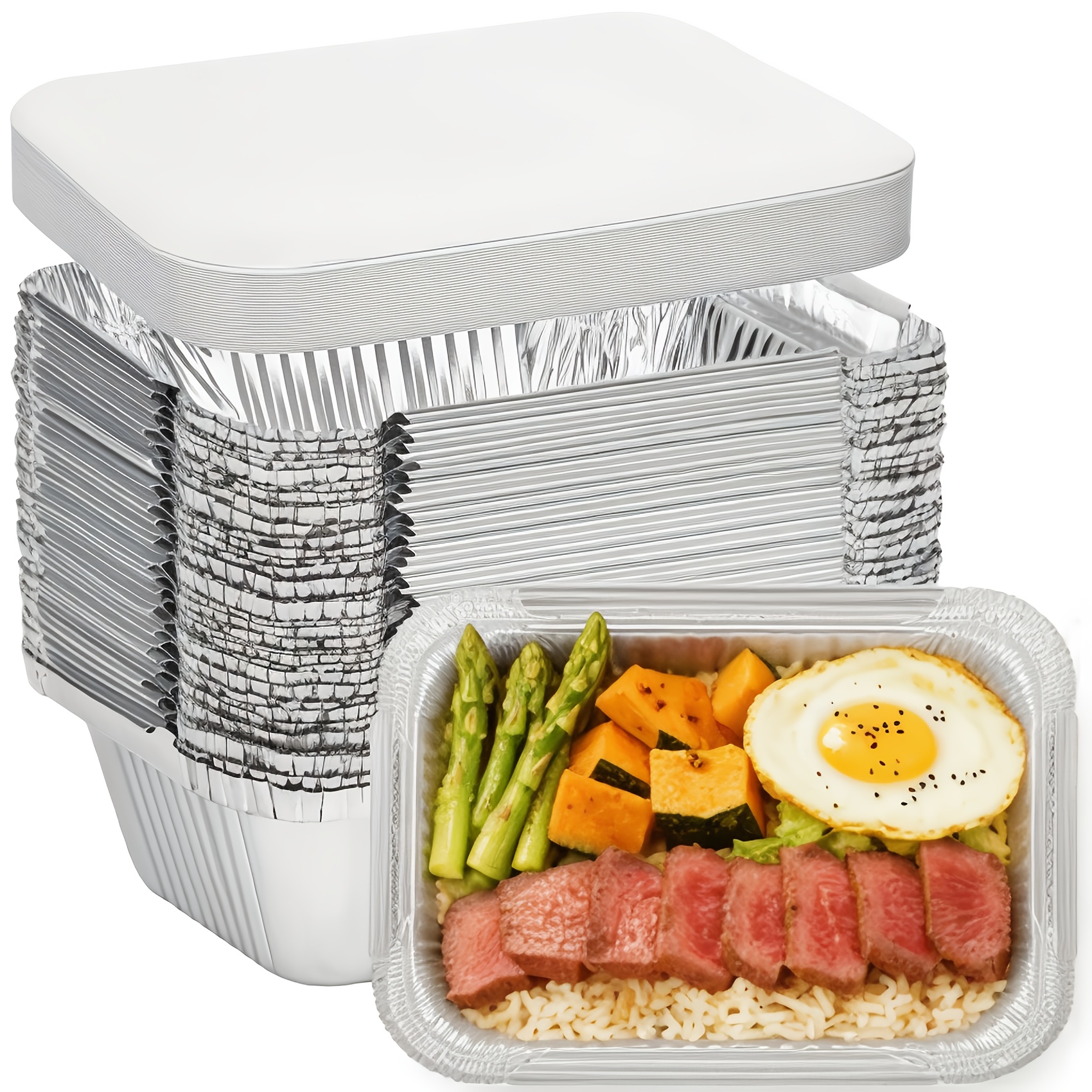 TEMU Aluminum Pots Disposable Foil 40-pack - Lidded Foil Pans 7.65 X 5.7 Inches - Disposable Food Containers, Perfect For Baking Cakes, Cooking,