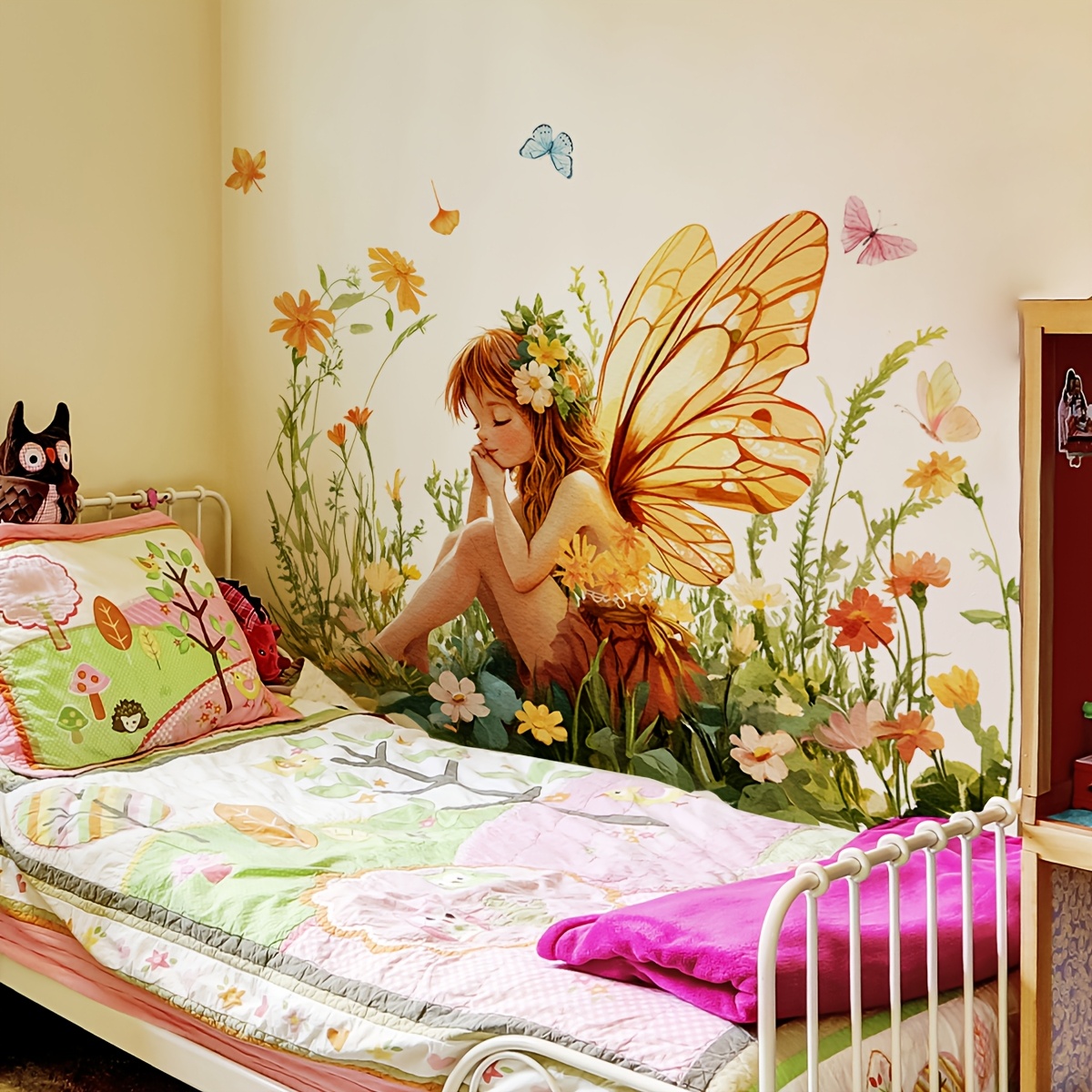3D Fairy Wall Sticker Lotus Mural Reading Lotus Fairy Wall Decal - 3D ...