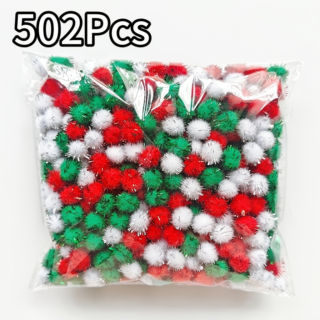 TEMU 502 pezzi Pompon Natalizi in Peluche e Glitter, Misura Mini da 0,39 pollici, Pompon Natalizi in Velluto per Artigianato e Hobby, Decorazioni per