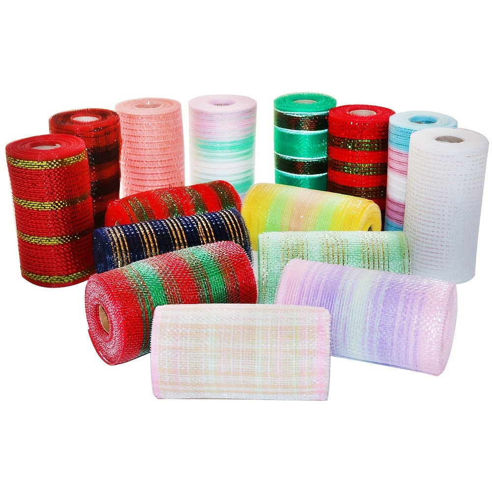 

10-yard Roll Of Decorative Mesh Ribbon - Striped, Diy Craft & Gift Wrapping Supplies For And Garland Making