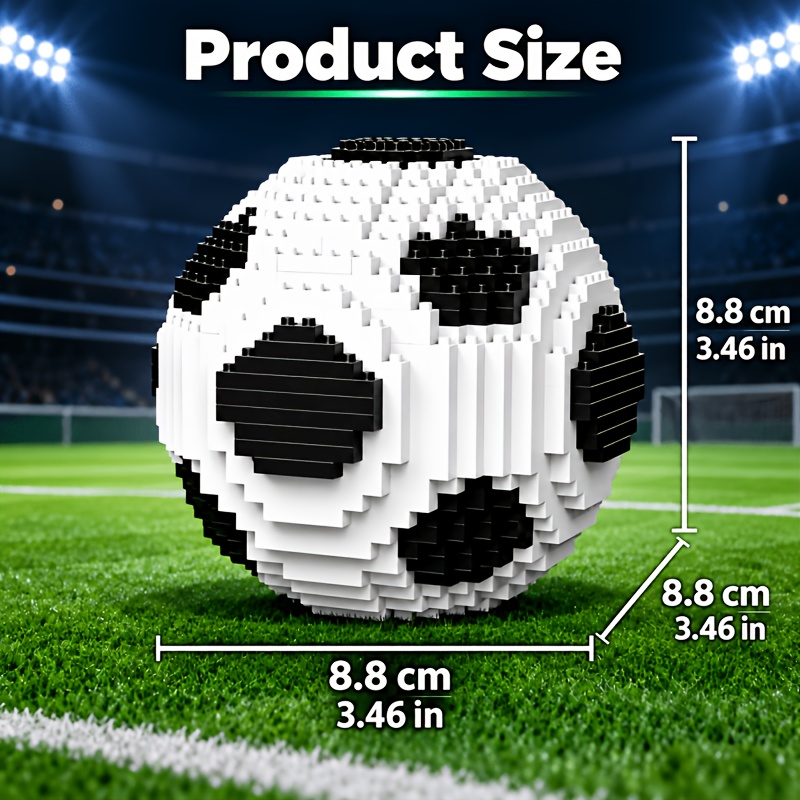 TEMU Bloques de construcción de de balón de fútbol 3D, juguete de montaje y educativo para niños, regalo para al fútbol, coleccionable esférico para