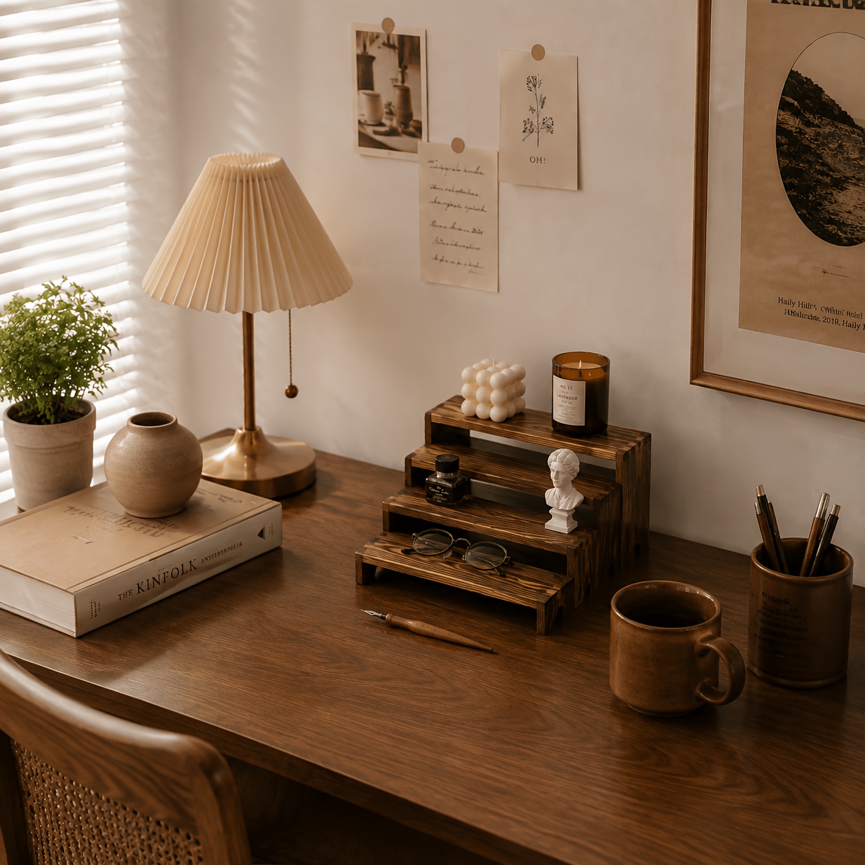 TEMU Nuovo espositore in legno, organizer da scrivania a , scaffale in legno massello per profumi e cosmetici, design a pi羅 livelli, organizzazione