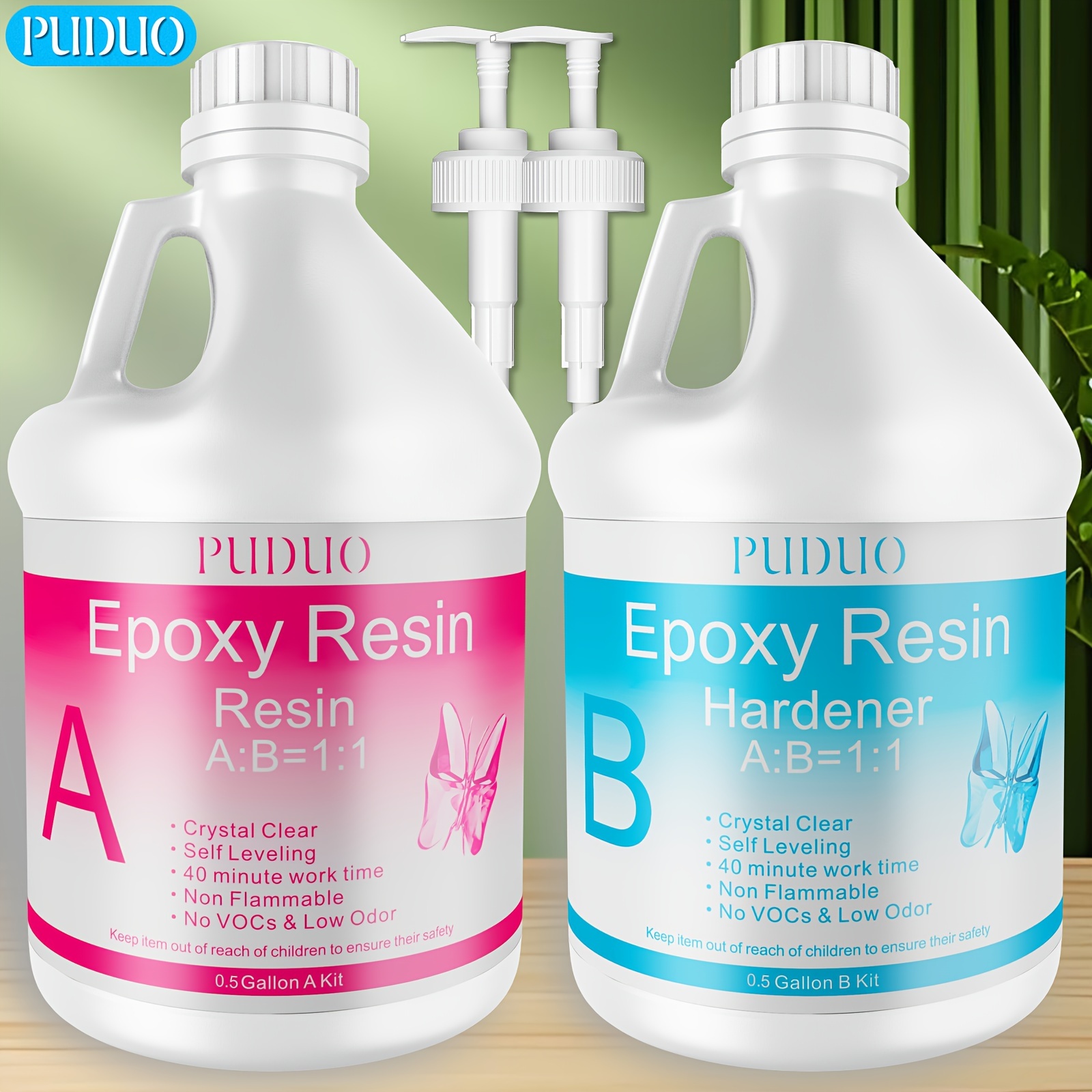 

Puduo 1:1 Epoxy Resin Crystal 1 Gallon With Pump Kit For Coating, Casting, Resin Art, Jewelry, Tabletop, Bar Top, Live Edge Tables, Fast Curing 2 Part Epoxy Casting Resin Kit, Easy To Use