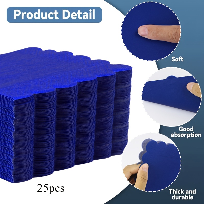 Image of 25pcs Set, 2-ply Soft Blue Napkins, 25cm X 25cm , For Wedding , Birthday Party Decorations, Party Supplies, Holiday Decorations, Festive Supplies For Halloween、christmas