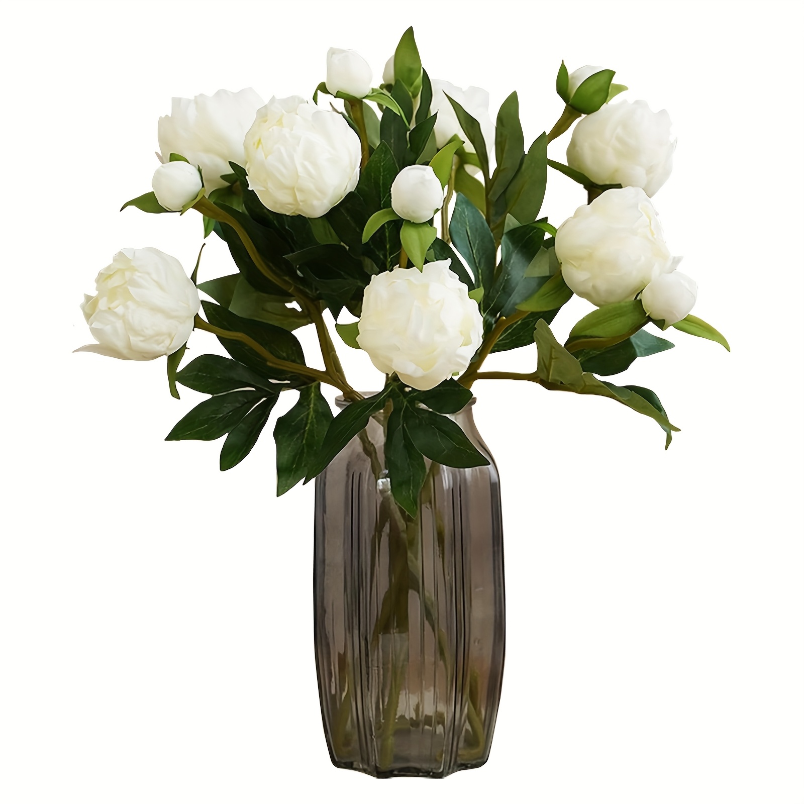 White Peonies Artificial Flowers 5pcs Peony Flowers Fake White Flowers For Wedding Centerpieces For Tables Centerpieces Bridal Shower Party Decorations (white)