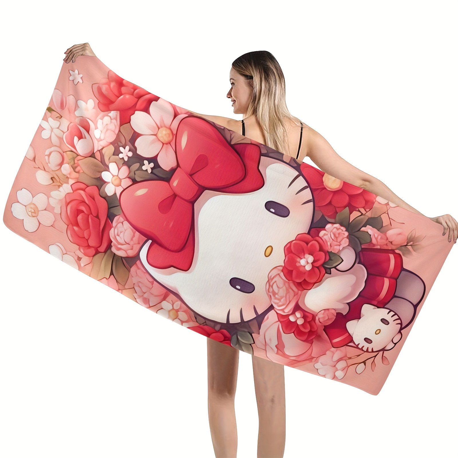 

Hellokitty Beach Towel, Unique Cartoon And Cute Design, Microfiber Light And Thin Beach Towel, Suitable For Outdoor Travel, Camping, Swimming And Vacation, Beach Necessities