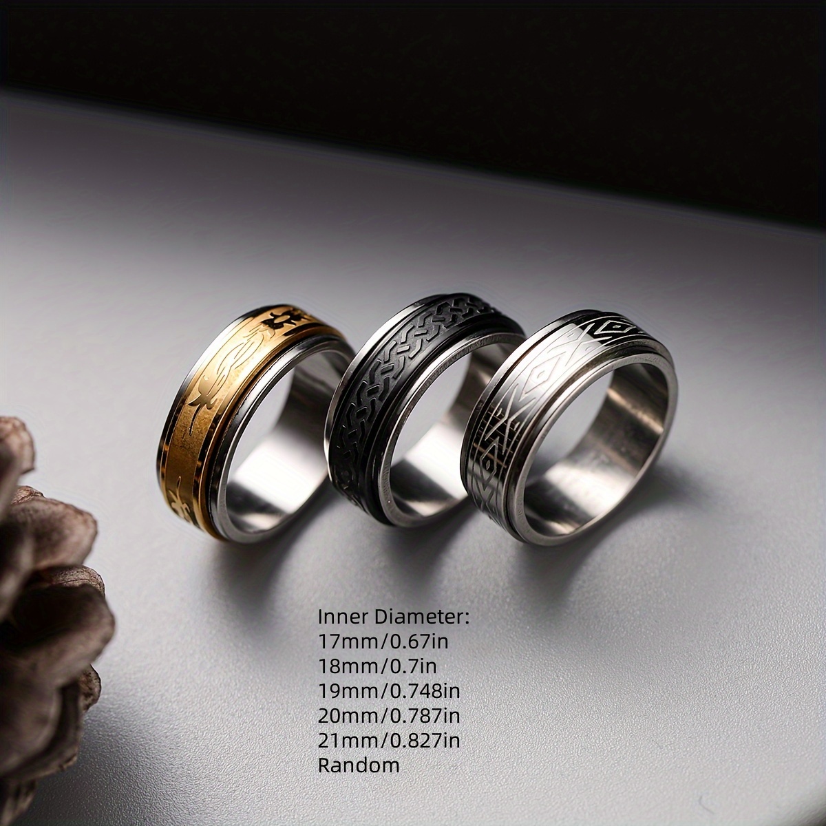 wholesale lots 30pcs stainless steel golden silvery men woman rings for men rotating stainless steel anti stress anxiety   spinning ring Product details 2