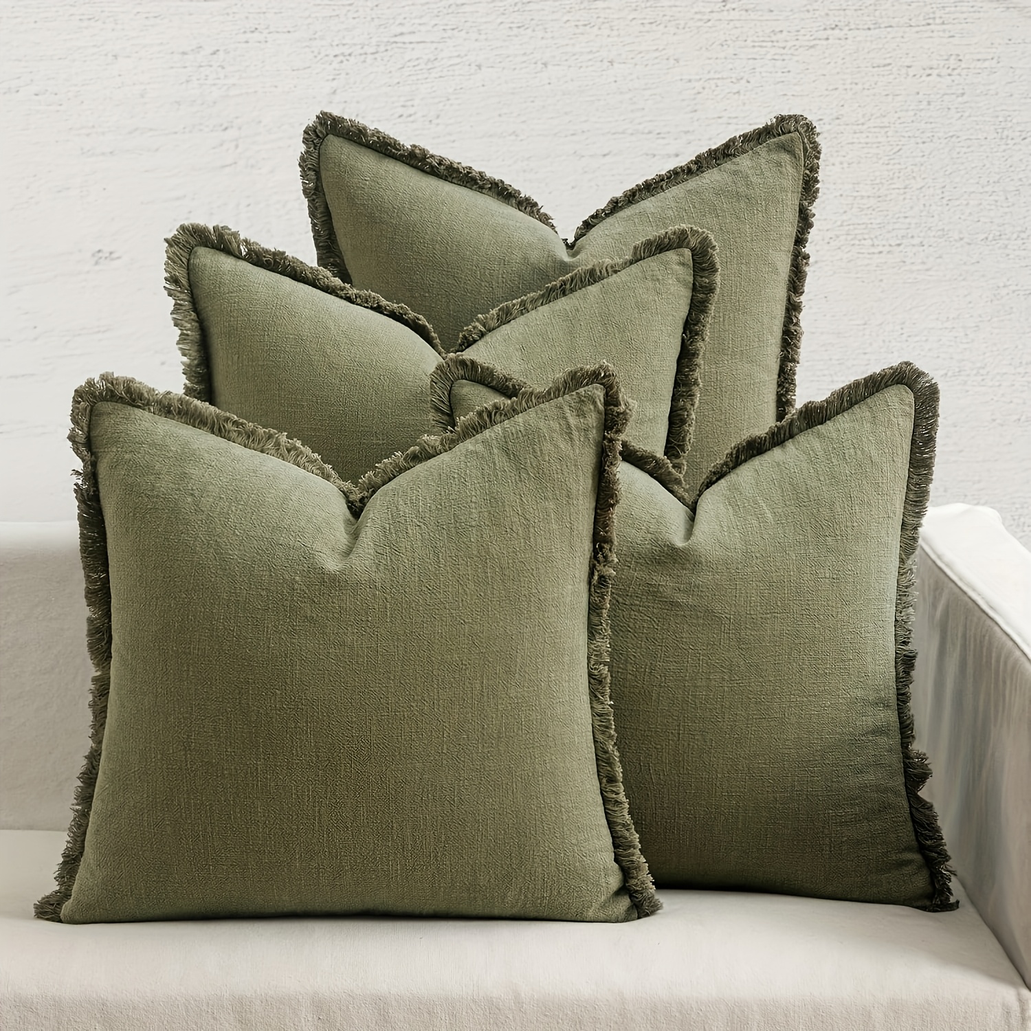 TEMU 4 Sets Of Tassel Countryside Style Pillowcases, (without Pillow Core) Autumn Retro Decoration Sofa Cushion Cover, Border Cushion Cover, Modern