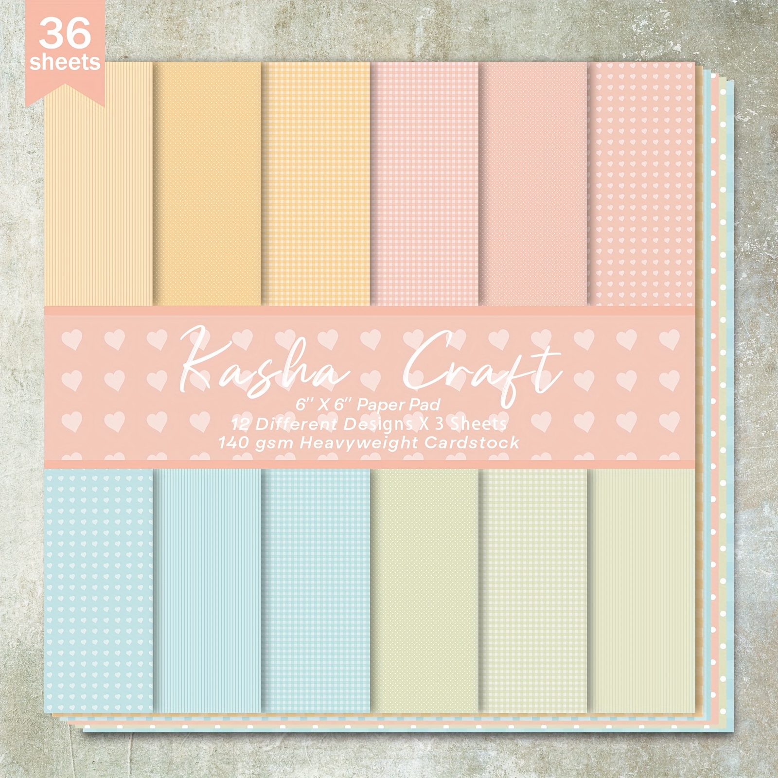 

36 Pad, 6x6 Assorted For Bullet , Scrapbooking, Greeting , And Diy Crafts, 140gsm Cardstock