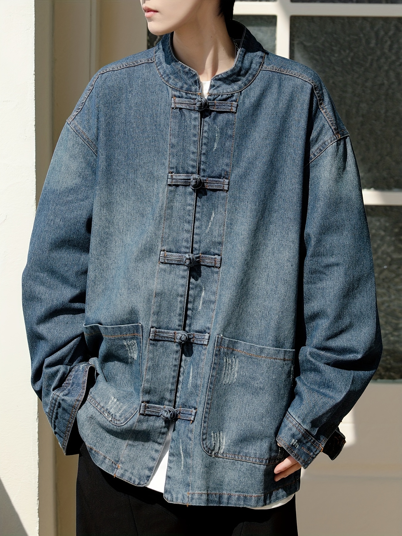 も*ん様 2000s Minimal design button jacket HBODHBGS Chinese-Style Men's Jacket with Traditional Buttons