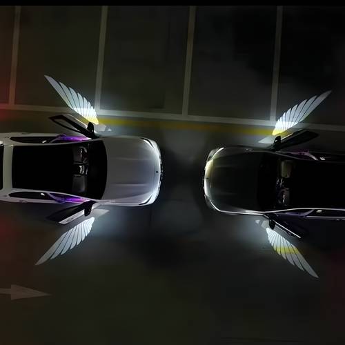 2pcs welcome lamp car electric car motorcycle cartoon projector door lighting decorative atmosphere lights angel wings pattern angel wings without battery