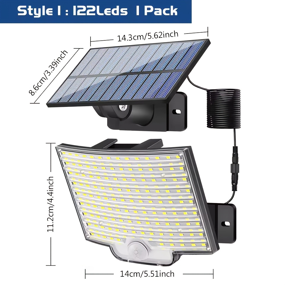 TEMU Solar Flood Light Solar Outdoor Light, You Can , 2000mah Dual Motion Sensor Security Lights Outdoor Ipx5, Wide Lighting, Adjustable 3 Mode Wall