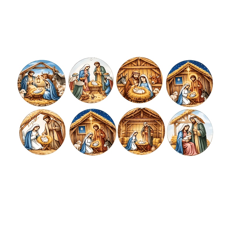 TEMU 8pcs Christmas Nativity Keychain Set, Religious Gift Pendant, 's Collectible Souvenir, Christmas Present, Durable Holy Family Ornament, Unisex