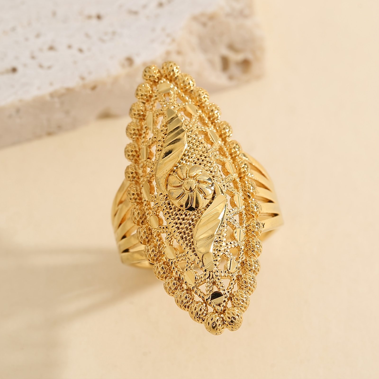 TEMU A Middle Eastern Golden Elegant Adjustable Ring For Girls, Suitable For Daily Wear As Well As Weddings And Parties, A Fashionable Summer Jewelry