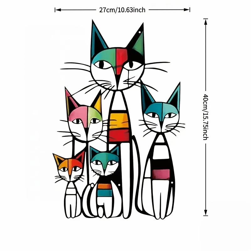 TEMU 1pc Of Vintage-style Cat Wall Art , Perfect For A Colorful Mid-century To Your Living Room, Bedroom, Kitchen, Or Office