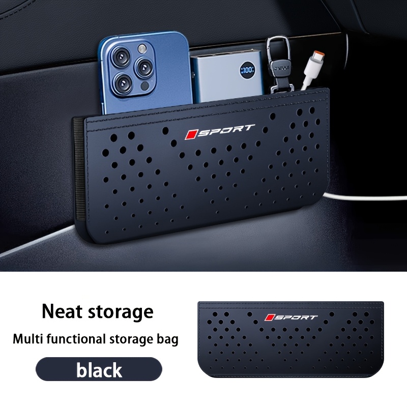 TEMU 1pc Car Faux Leather Storage Bag, Driver Side Center Console Multi-functional Organizer, Faux Leather Material, Can Store Phone Keys And Cards,