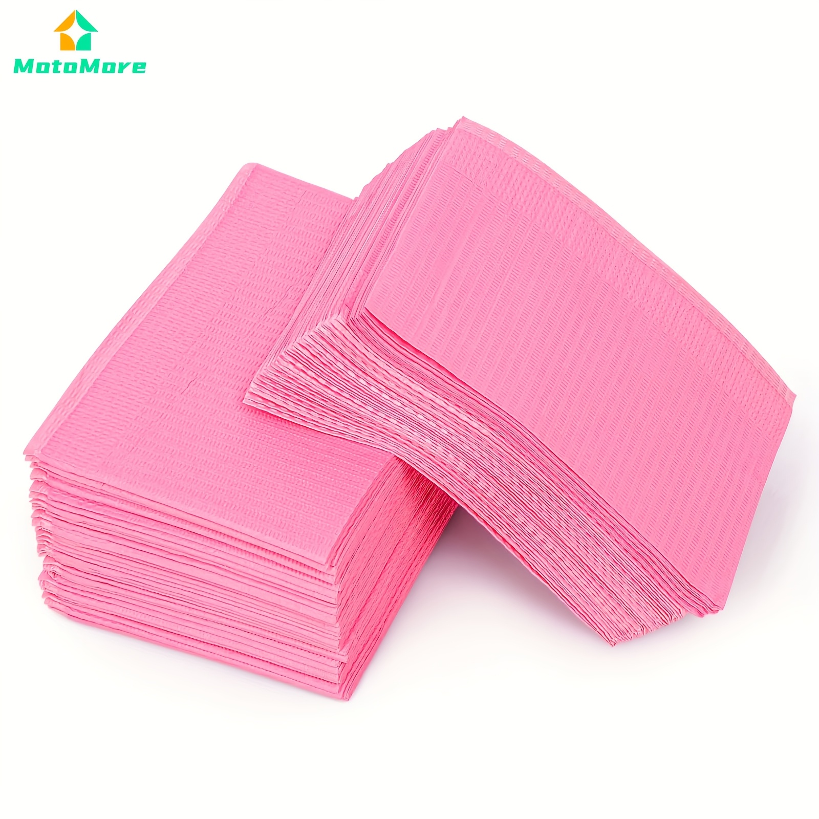 

50 Pcs Nail Tips Art Table Towels Mat, Pink, French, Wood Paper, Disposable 3 Ply Foldable, Salon Use For Practice Manicure