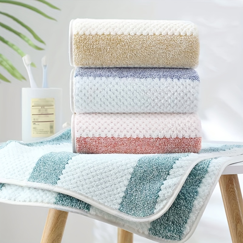 

5-piece Coral Fleece Striped Pineapple Grid Towels, Soft Absorbent Quick-dry Bath Towel Set, Hair Drying Towel, Unisex Unscented Towels For Face And Body