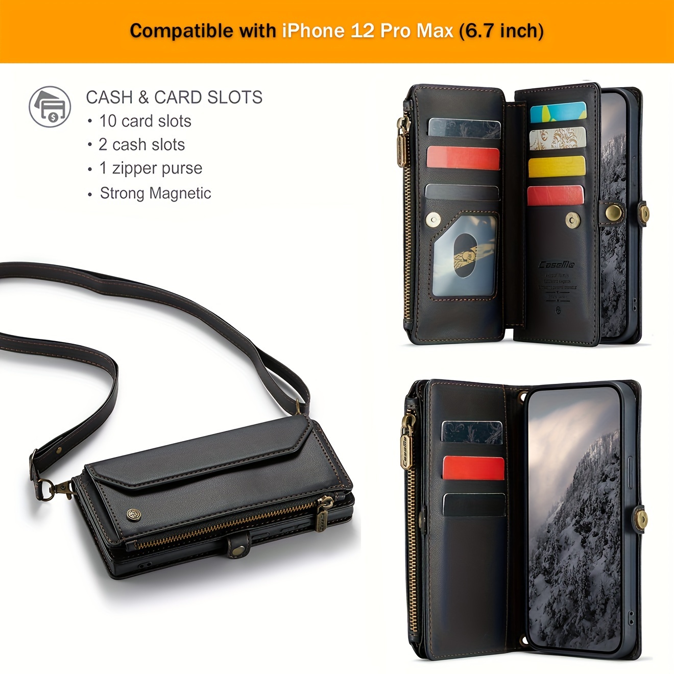 Wallet Phone Case Support Wireless Charging with Blocking Card Holder, Flip Folio Book Faux Leather Protective Phone Cover for iPhone 16e/16/11/12/13/14/15 Pro Max/15 Plus/13 Mini/7/8 Plus/SE 2022/SE 2020 - Image 23
