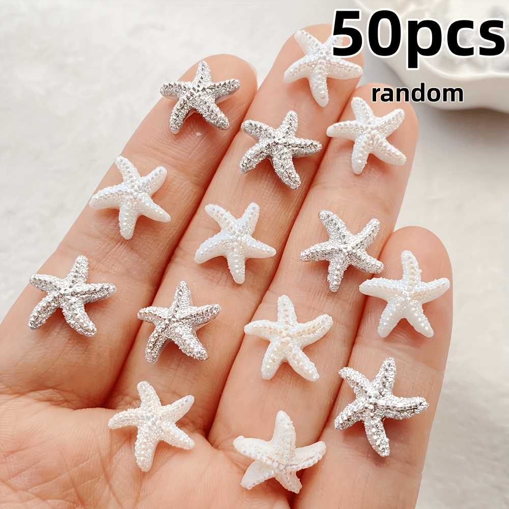Image of 50/110pcs Random Color Resin Starfish Rhinestones - Flatback , Perfect For Crafts, Wedding Decorations, Nail Art, And Scrapbooking
