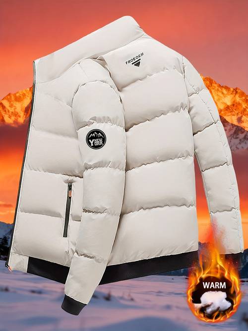 2026 New Men's Winter Warm Jacket | Stand Collar Windproof Thickened Winter Coat, Valentine's Day Gift, Versatile for Commuting and Casual Wear, Available in Blue/Beige/Black, Christmas Outdoor Warm New Men's Clothing for Camping,