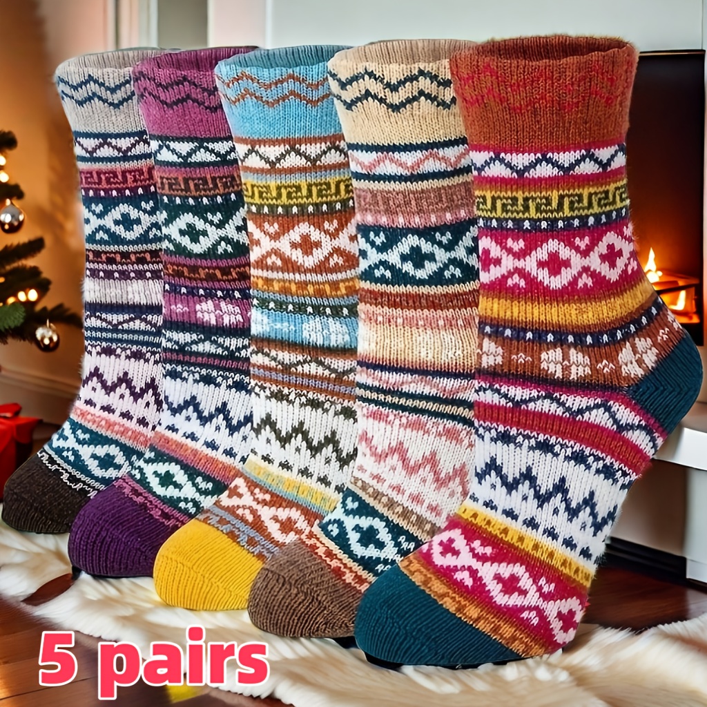 TEMU 5/3 Pairs Of Thick Autumn And Winter Warm Mid Tube Wool Socks