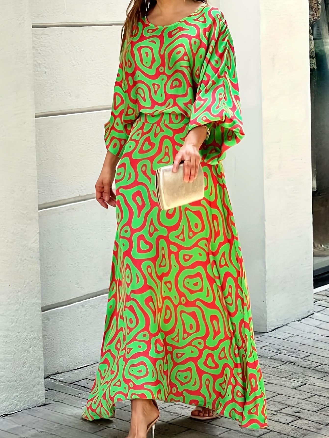 Ronda Retro-Inspired Geometric Maxi Dress main image 1