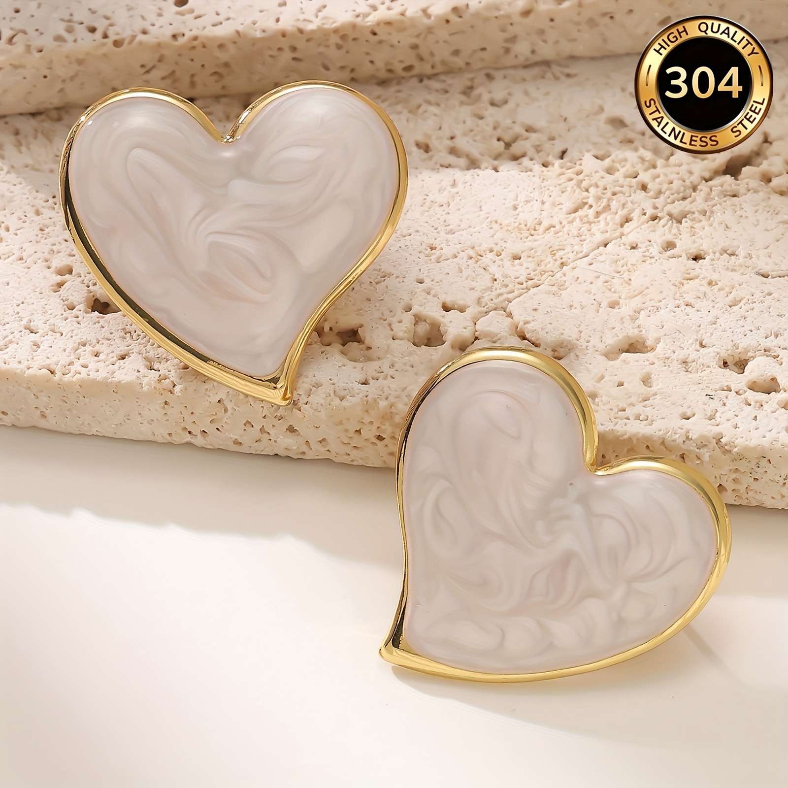 E-shop 2 Stück (1 Set) Edelstahl Love Ohrstecker - Plattierte Retro Verbundringe, Minimalistisch Elegantes Valentinstagsgeschenk für Partys, Hochzeiten