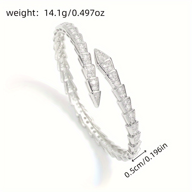 Elegant Snake Bone Cuff Bracelet with Sparkling Zirconia - Perfect for Everyday & Party Wear, Ideal Valentine's Gift details 0