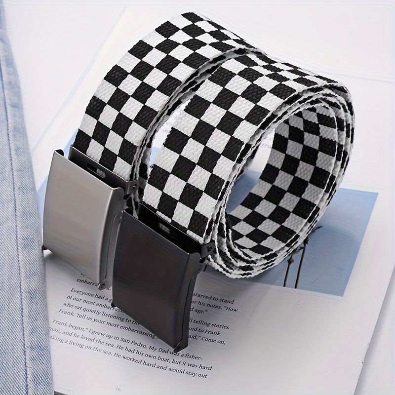 

Checkered Pattern Buckle Belt, Jeans Belt For Men, Ideal Choice For Gifts